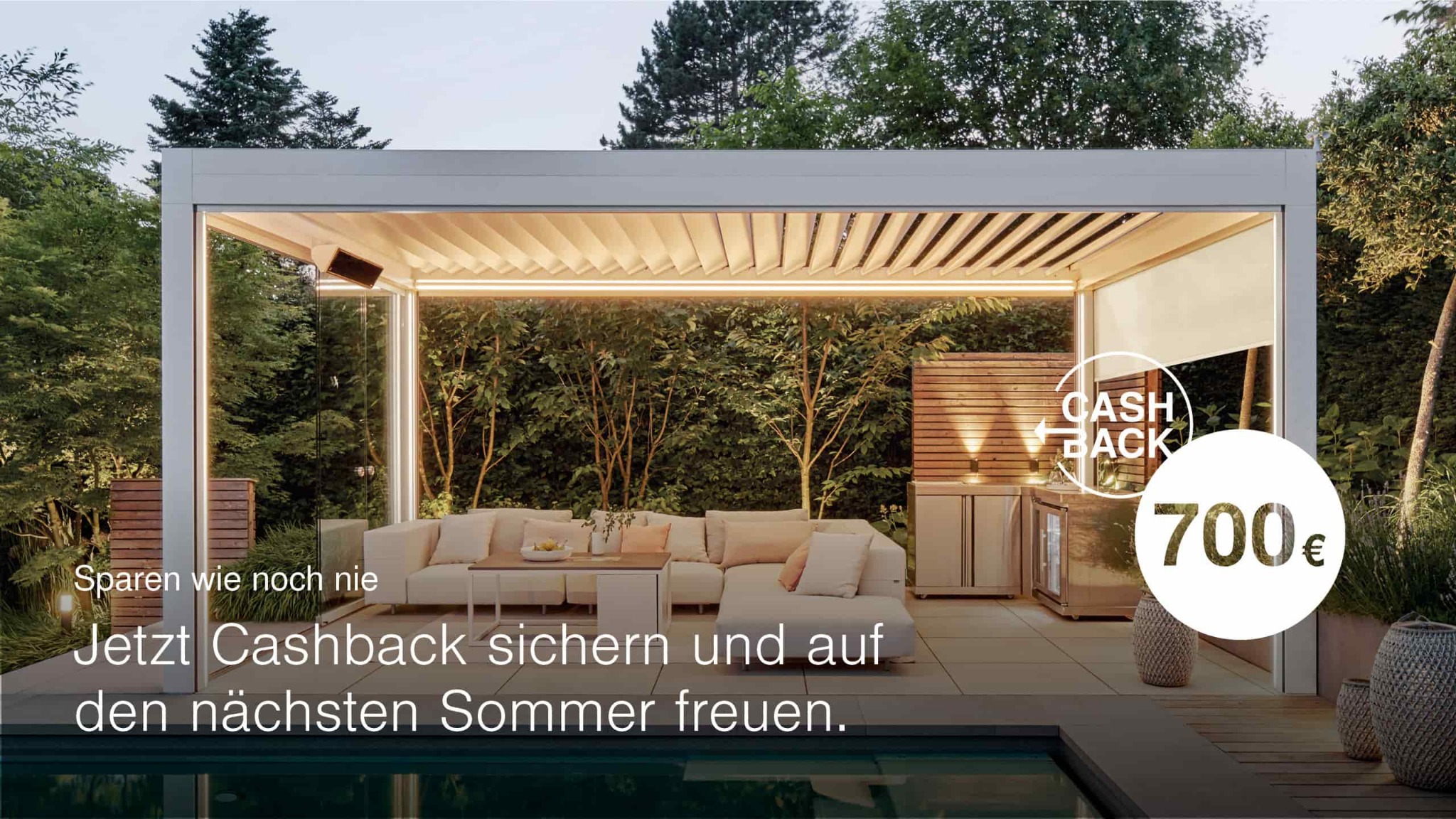 WAREMA Lamaxa Terrassendach – Kampagnenmotiv mit 700 Euro Cashback