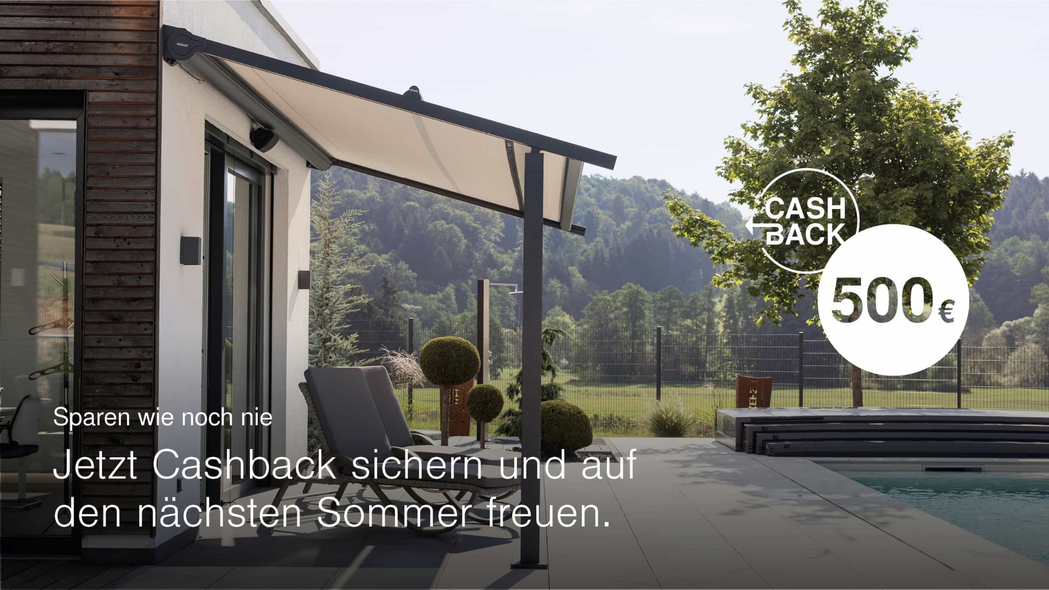 WAREMA Perea Pergolamarkise – Kampagnenmotiv mit 500 Euro Cashback